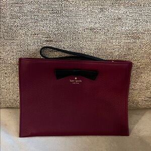 Kate Spade Maroon Wristlet with Black Bow